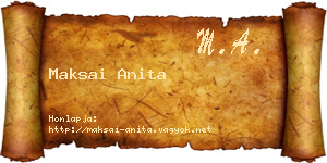 Maksai Anita névjegykártya